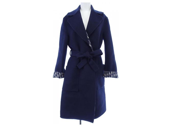 Christian Dior Wool Coat Blue Navy blue