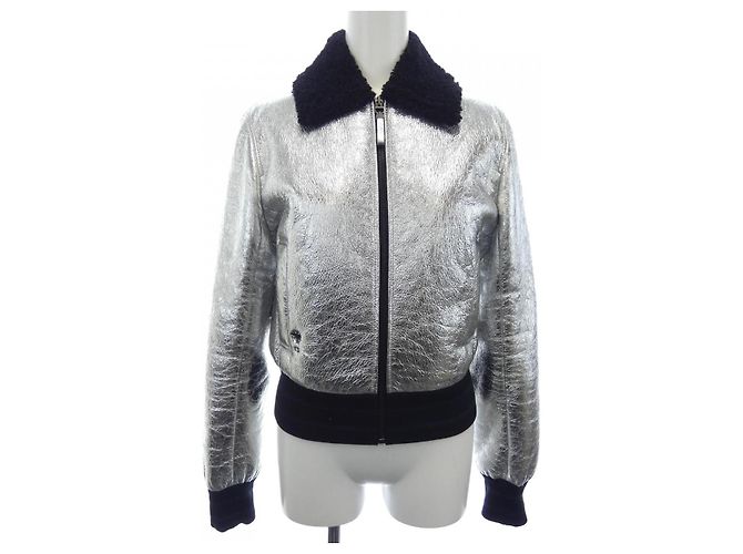 Christian Dior Shearling Jacket Black Silvery