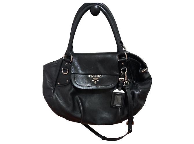 Vitello Borsa Prada in pelle nera Nero 
