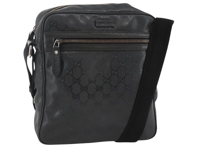Borsa a Spalla GUCCI GG Implementation PVC Nero Argento 201448 Auth ka3847