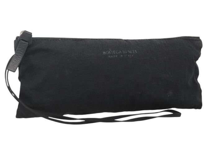 Bottega Veneta Bolsa Pouch Nylon Preto Prata Auth bs34412