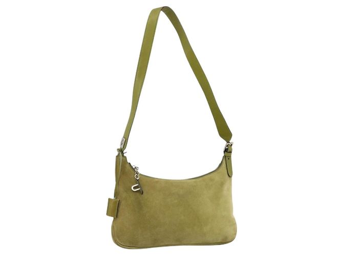 BALLY Borsa a Spalla Camoscio Verde Argento Auth 174837 