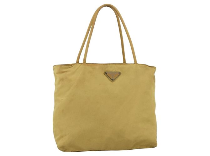 PRADA Handtasche aus Nylon Gelb Silber Authentisch 174791