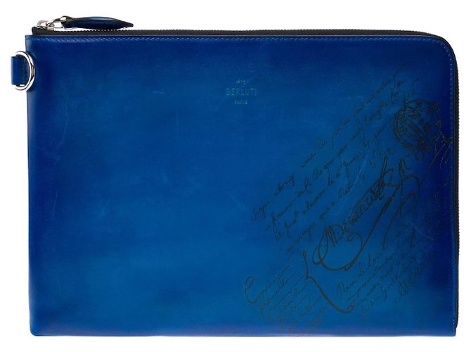 Autre Marque UNTERSCHRIEBENE Blaue Leder Tasche - 103447