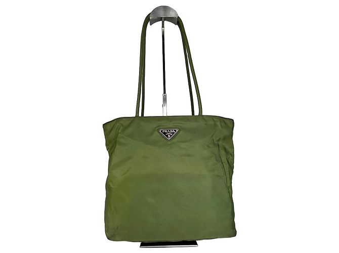 Tote Sac en polyester triangle vintage Prada vert