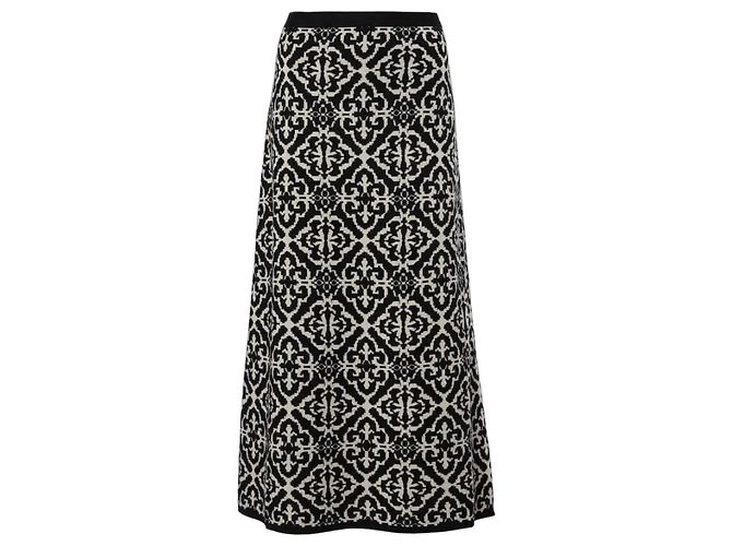 Max Mara Babele Midi Rock Schwarz Weiß Wolle Kaschmir