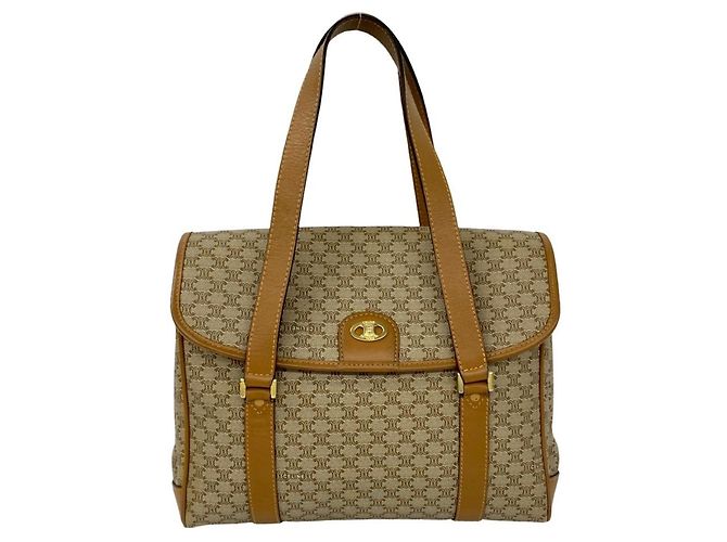 Céline Celine Vintage Macadam Blazon Logo Mini Tote Bag Braun Beige