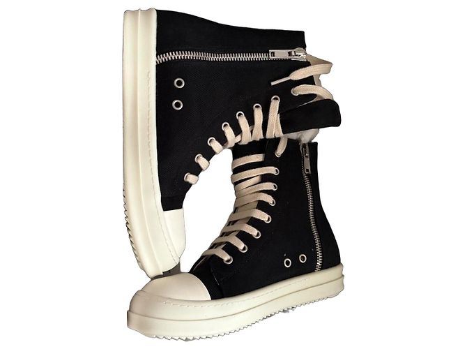 Rick Owens Sneaker Schwarz Stoff