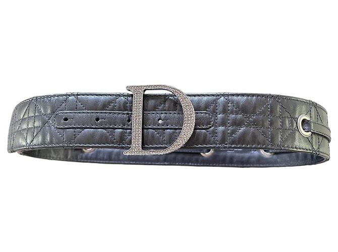 Dior John Galliano Black Cannage Leather Belt 80