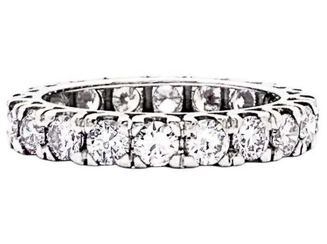 Autre Marque Anello a banda completa, oro bianco e diamanti.