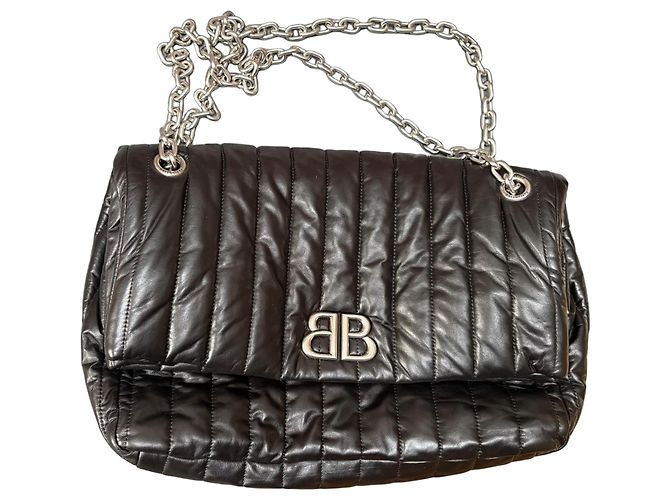Borsa Hobo Balenciaga Monaco Chain Medium in pelle nera Nero