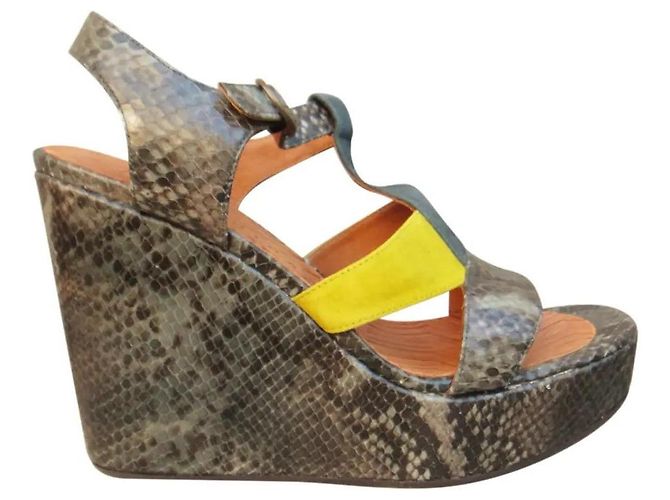 Sandales compensées Chie Mihara Mandy cuir effet python taille 40 Multicolore
