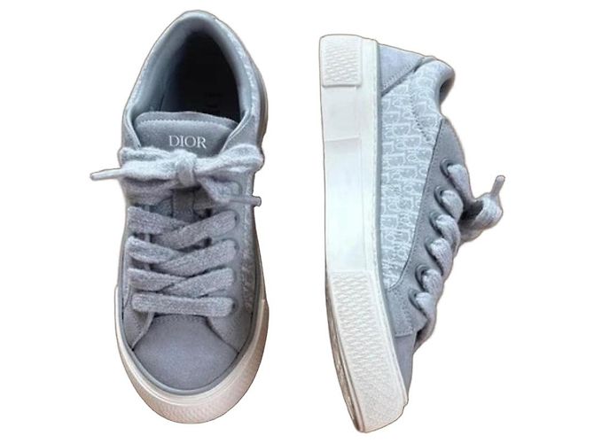 Christian Dior Baskets Dior B33 Tennis Suede & Canvas - Taille 41, Gris/Blanc