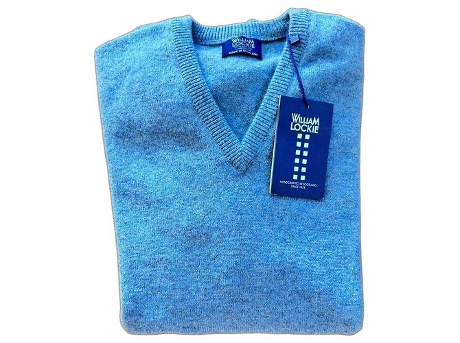 Autre Marque Blauer Wollpullover mit V-Ausschnitt 