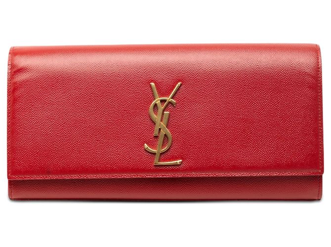 Clutch Cassandre Monogram Grain de Poudre Rosso Saint Laurent