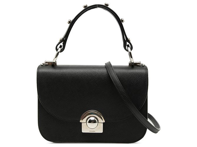 Borsa Arcade Saffiano Lux Nera di Prada Nero