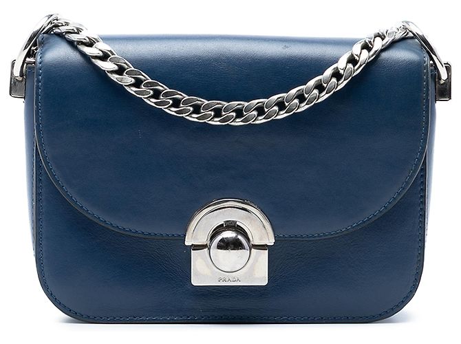 Borsa a tracolla Prada in vitello glacé blu Arcade Blu scuro