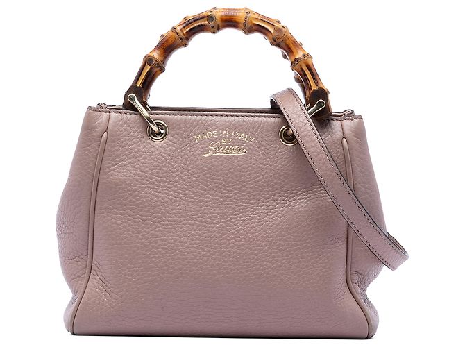 Bamboo Bolsa shopper mini de couro de bezerro rosa Gucci com bambu