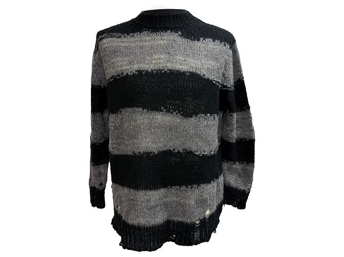 Pull en acrylique gris à rayures et usé d'Acne Studios