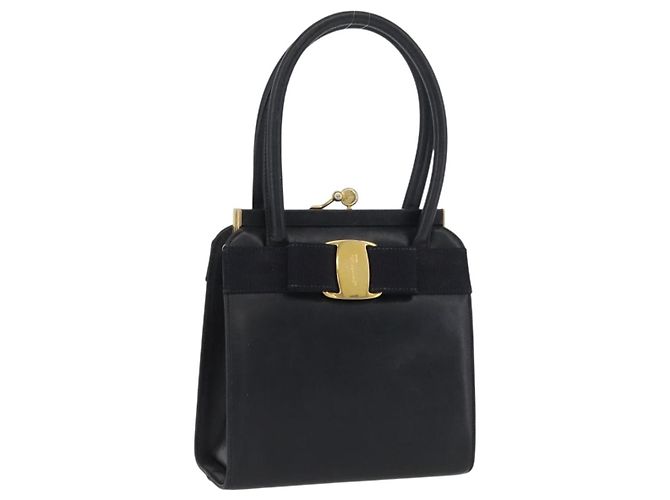 Borsa a mano Vala in pelle blu navy e oro di Salvatore Ferragamo Auth hk3588 D'oro
