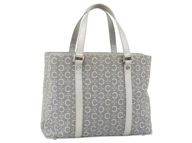 Céline Bolsa de mão em lona Macadam C da CELINE azul claro prata autêntica YKZ1602