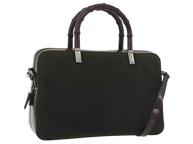 Borsa a mano in nylon Gucci Bamboo 2 vie verde argento autentica hk3678