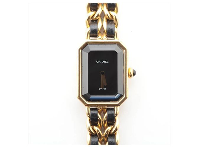 Orologio Chanel Première in Oro e Pelle Nero D'oro