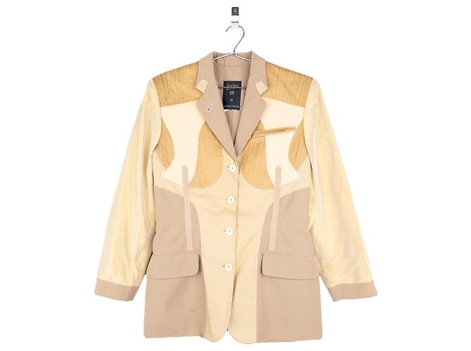 Blazer híbrido patchwork 'Inside Out' de Jean Paul Gaultier AW89 Beige