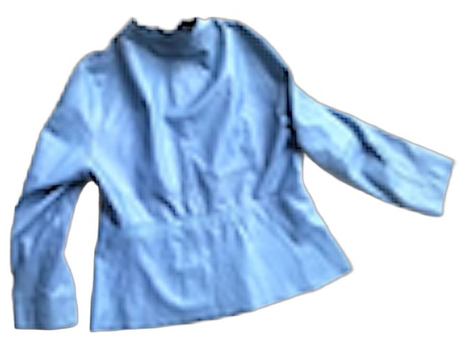 Autre Marque Blaue Lederjacke im Military Look