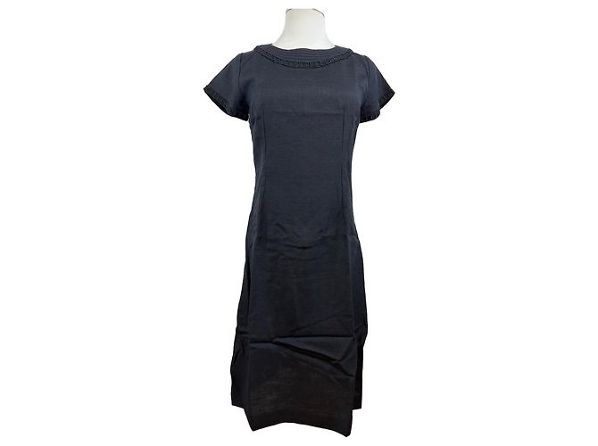 Vintage Givenchy Leinenkleid schwarz M
