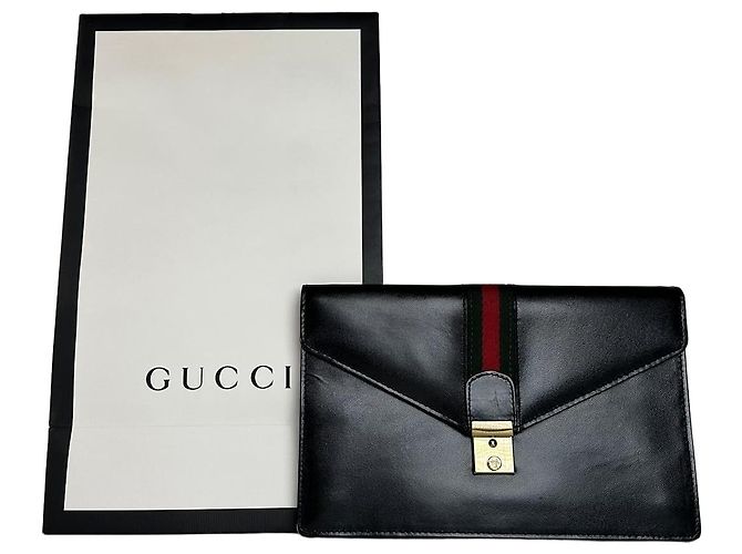 Vintage Gucci Leder Clutch Schwarz