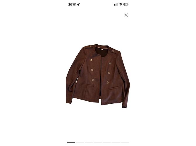Tommy Hilfiger Brown Suede-Like Double-Breasted Jacket