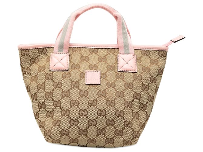 Gucci Beiger Kinder Mini GG Canvas Web Handtasche