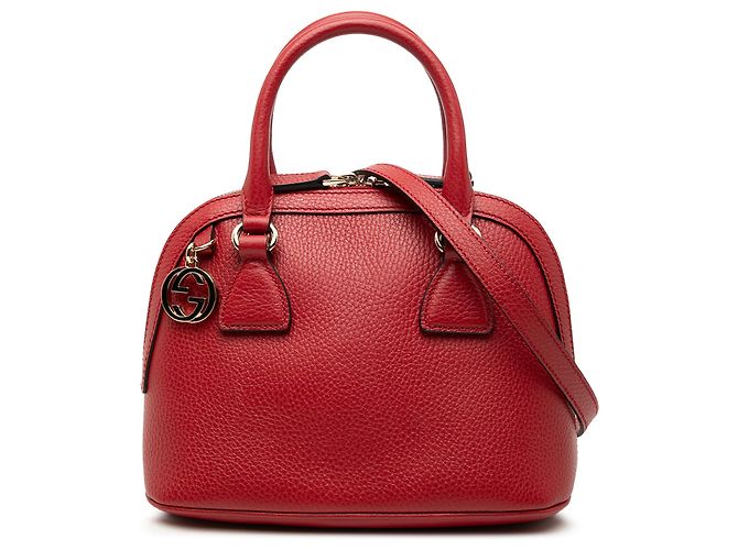 Bolsa de couro vermelho GG Charm da Gucci, mini, em forma de cúpula