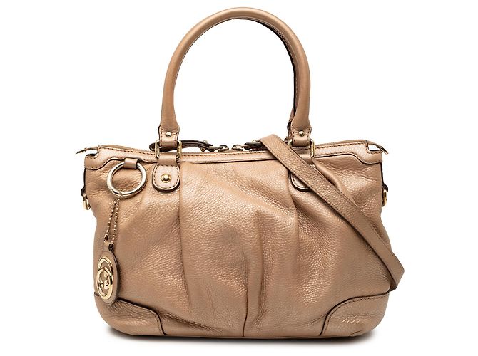 Bolsa Sukey em couro de bezerro dourado Gucci