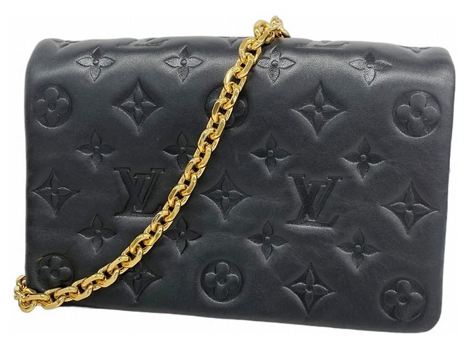 Borsa a Spalla Pochette Coussin Monogramma Embossato Louis Vuitton Nero