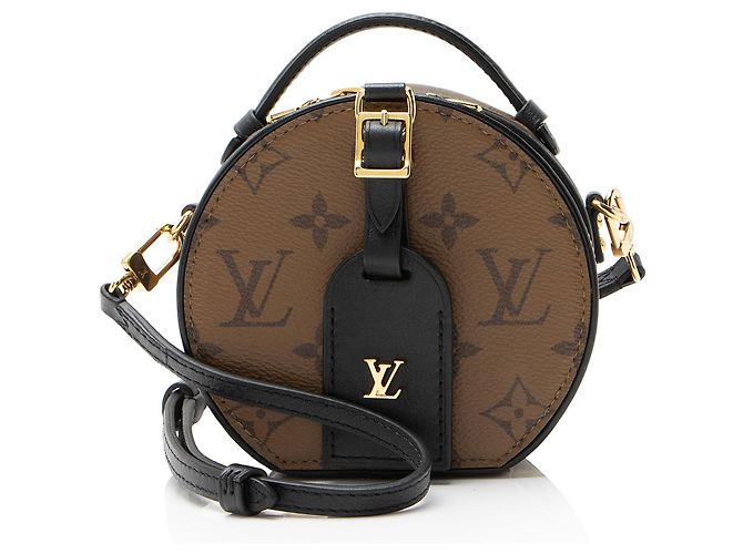 Mini Schultertasche Boite Chapeau Reverse Monogram Louis Vuitton Schwarz