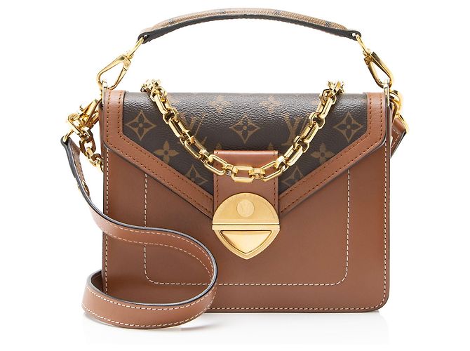 Bolsa de ombro biface em lona Monogram e couro de bezerro Louis Vuitton Marrom