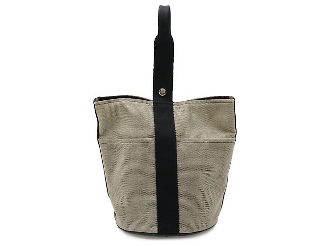 Sac à main en toile Sacso MM d'Hermès Marron Beige