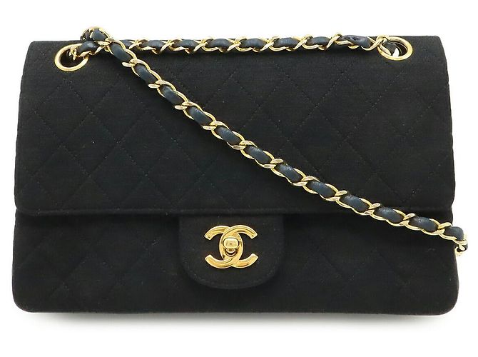 Chanel Matelassé Coco Mark Schultertasche mit Kette Schwarz