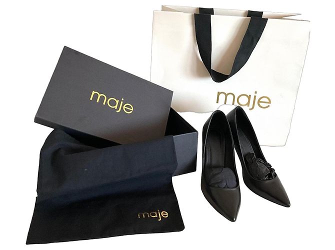 Escarpins Maje en cuir noir taille 38