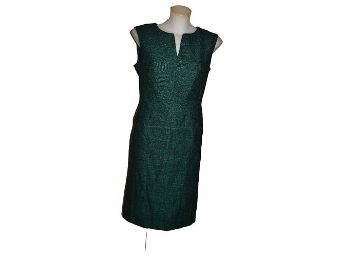 Abito midi Escada lana e seta verde e nero