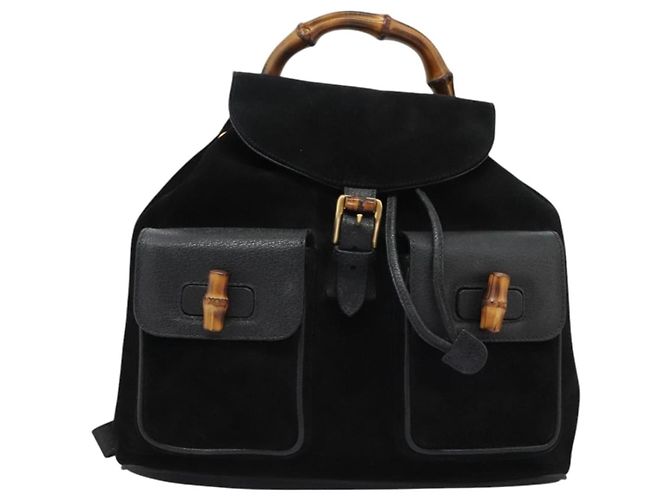 Gucci Vintage Bamboo Daim et Cuir