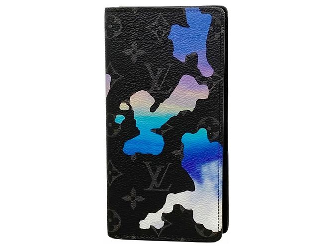 Brazza Cartera Larga Monogram Eclipse Louis Vuitton Negro Azul