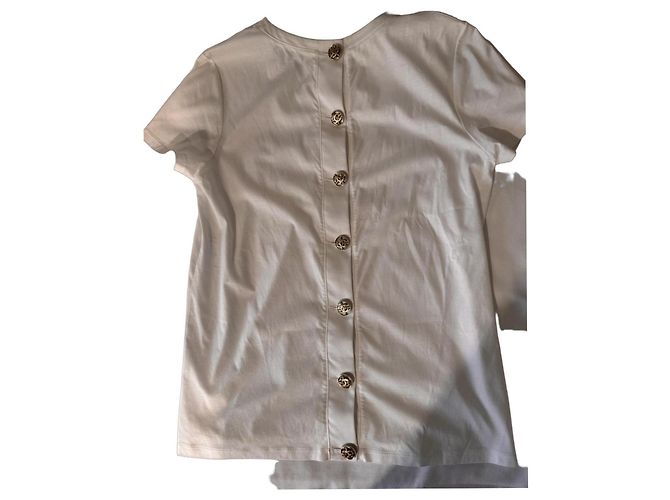 Camiseta de algodón blanca Chanel con botones dorados Blanco