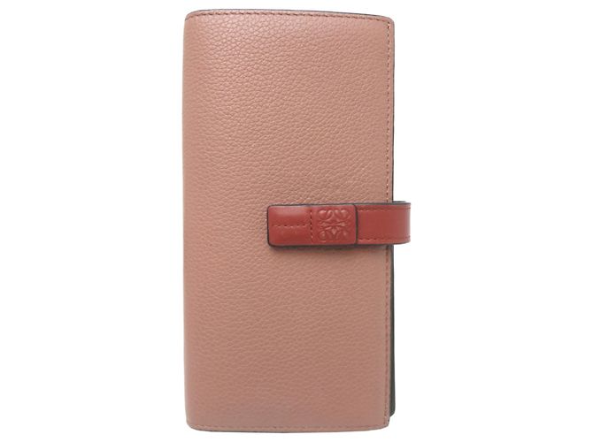 Billetera Vertical Loewe Rosa Beige Caqui