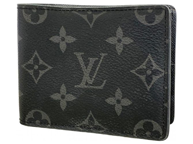 Slender Louis Vuitton Monogram Eclipse Bi-Fold Wallet Black