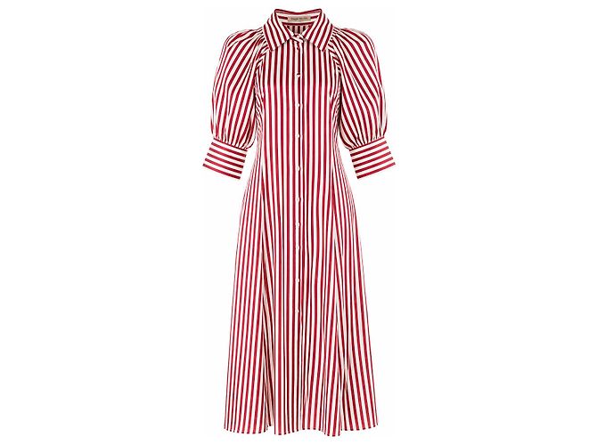 Autre Marque Maggie Marilyn Seiden Hemdkleid gestreift rot weiß