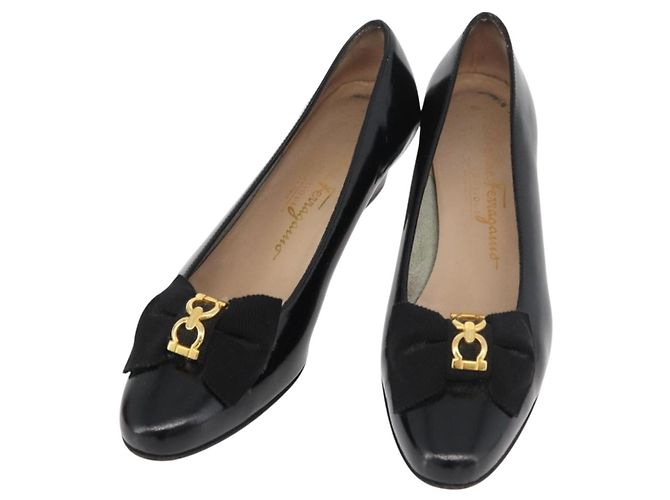 Salvatore Ferragamo Pumps Leder 6 Schwarz Auth 174618A