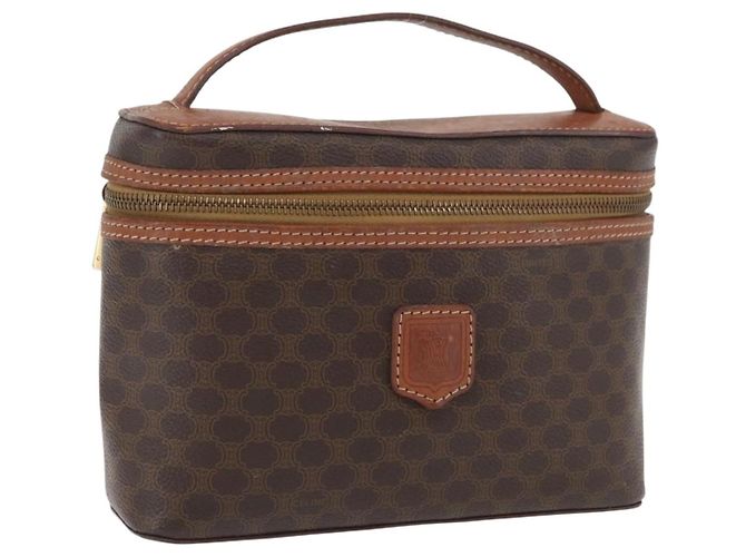 Céline Sac à main en toile Macadam CELINE en cuir PVC marron doré Auth BAZ799